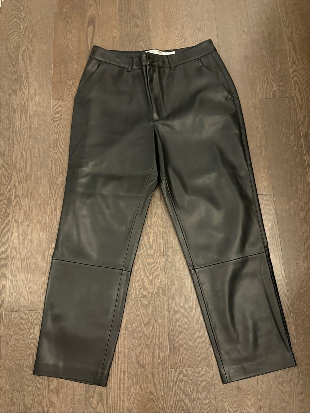 Simons Black Faux Leather Straight-Leg Women's Pants